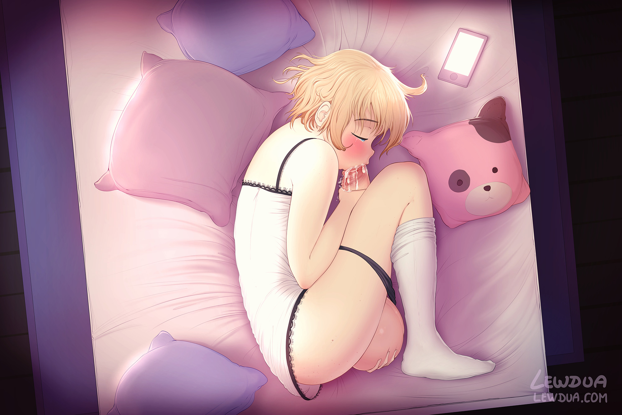 1futa, autofellatio, balls, balls fondling, balls grab, blush, clothing, cum, cum in mouth, cum in own mouth, cum inside, dickgirl, erection, fellatio, futa only, futanari, huge balls, huge cock, huge testicles, hyper, hyper penis, intersex, lewdua, masturbation, nessie (lewdua), oral, original, panties, penis, solo, solo futa, testicles