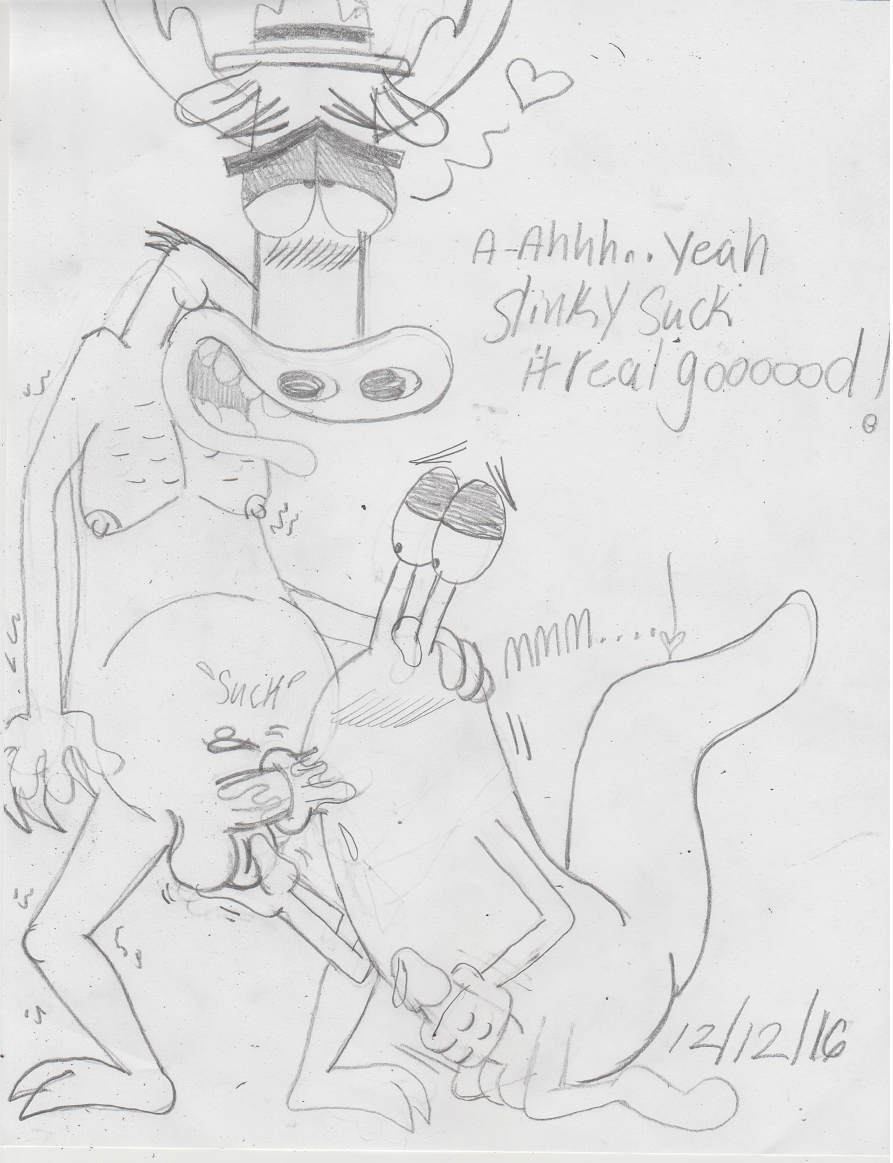 anthro balls camp_lazlo duo erection fellatio gay male masturbation moose penis scoutmaster_lumpus slinkman slug toonophile