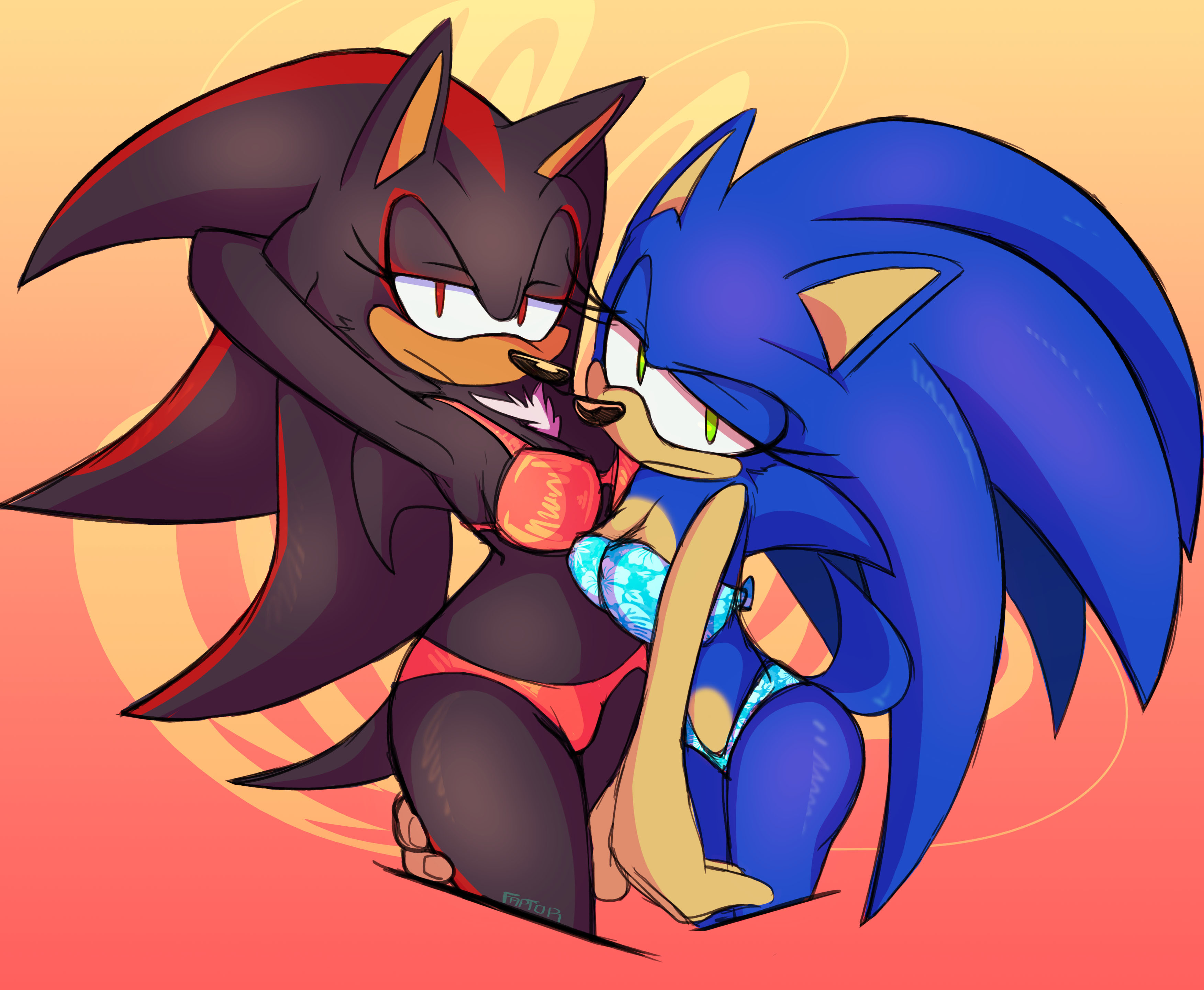 anthro, armpits, bikini, breasts, faptor, female, furry, hedgehog, rule 63, sega, shadow the hedgehog, sonadow, sonic (series), sonic the hedgehog, sonic the hedgehog (series), sonique the hedgehog