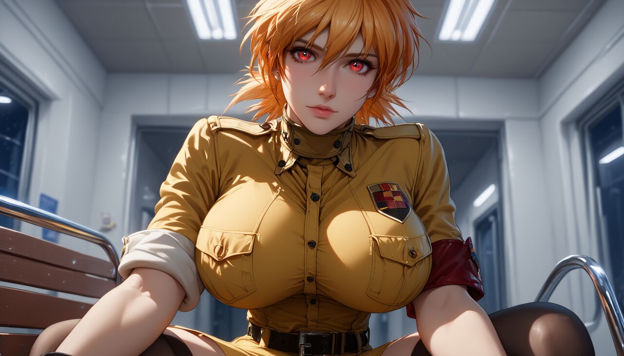 ai_generated big_breasts blonde_hair euskyart hellsing miniskirt red_eyes seras_victoria short_hair short_twintails stockings thighhighs twintails uniform vampire