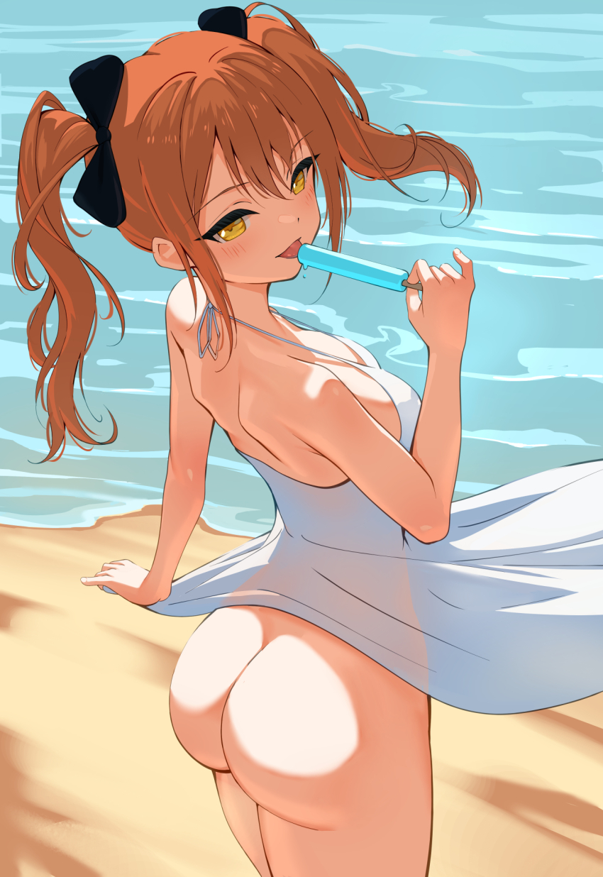 ass beach blush breasts clothed d4dj minted popsicle seto_rika tongue