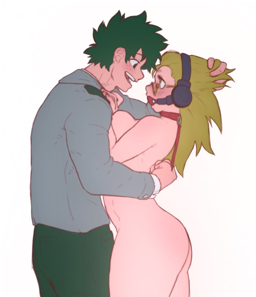 ass blonde_female blonde_hair blush blush blush_lines bondage bondage_gear breasts breasts_out chest cleavage clothed clothed_male_nude_female clothing collar female femsub gag gagged genderswap_(mtf) glasses grabbing hair hair_pull headphones hensket hizashi_yamada izuku_midoriya leash leash_and_collar leash_pull long_hair looking_up male male/female my_hero_academia nude nude_female present_mic rule_63 rule_63 straight thick thick_ass thick_legs thick_thighs thighs yamada_hizashi