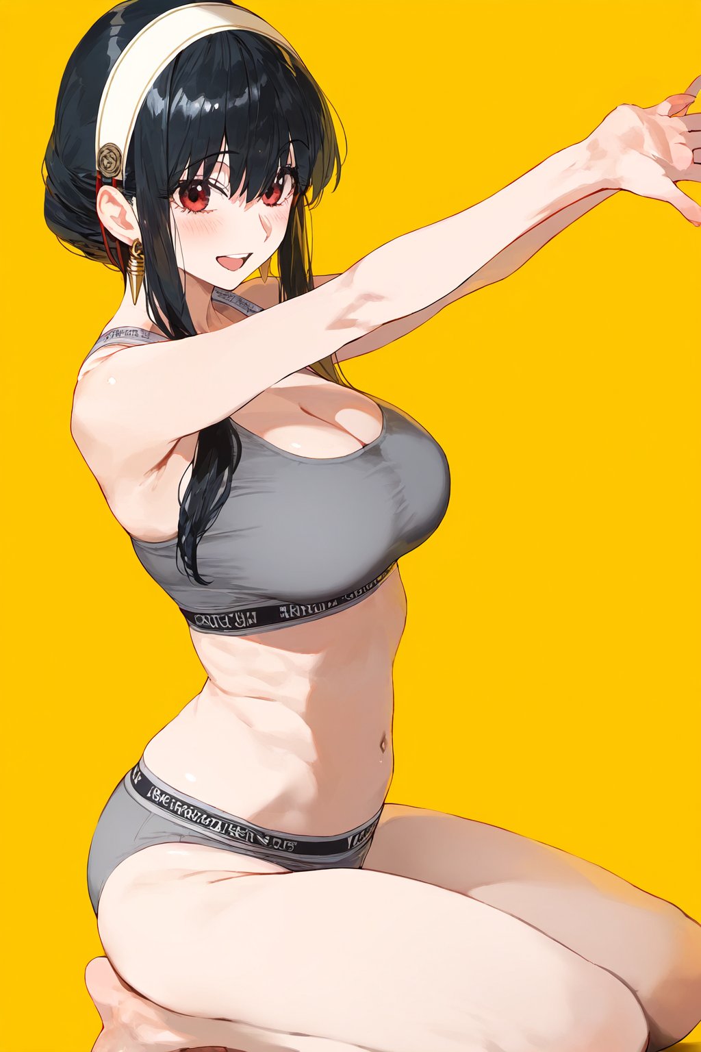 ai_assisted ai_generated big_breasts black_hair hodarake hourglass_figure lingerie lingerie_only long_hair looking_at_viewer red_eyes smiling_at_viewer spy_x_family tagme terta_(artist) thick thick_ass thick_thighs underwear wide_hips yor_briar yor_forger