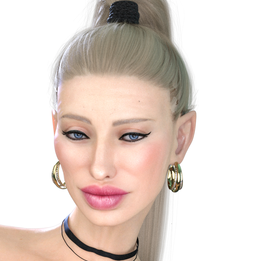 1girls big_lips bimbo blackless blonde_hair blue_eyes choker daz_studio galadriel_(blackless) necklace tagme tied_hair