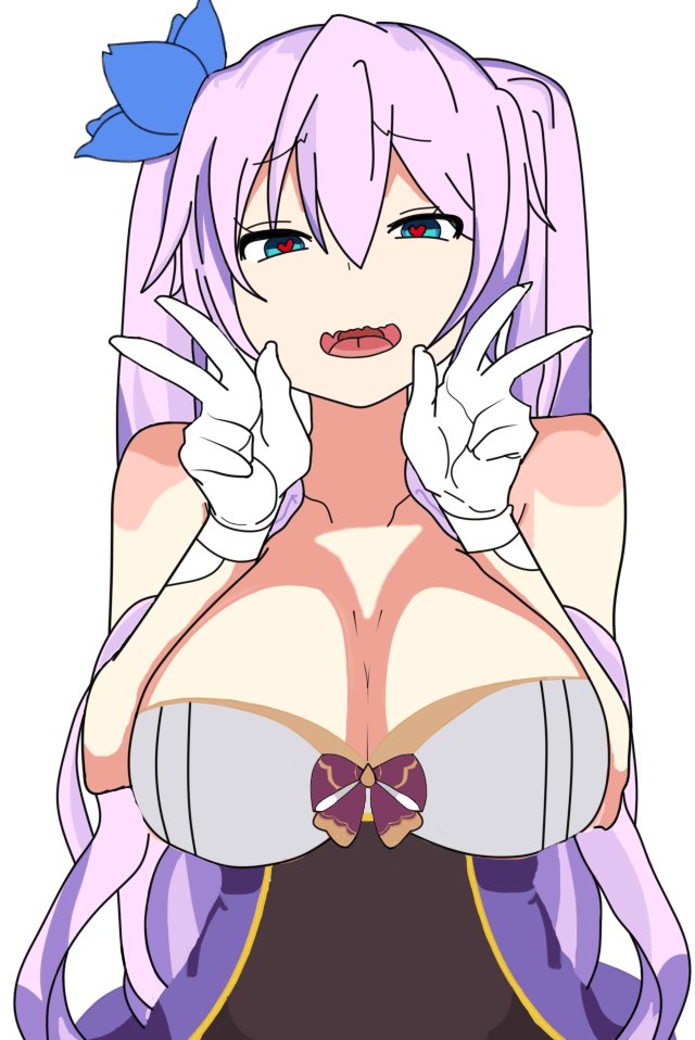 big_breasts blue_eyes dress_shirt flower_in_hair gloves hair_ornament hispanic_virtual_youtuber indie_virtual_youtuber kyria_vtuber purple_hair twintails virtual_youtuber voluptuous vtuber vtuberfanart