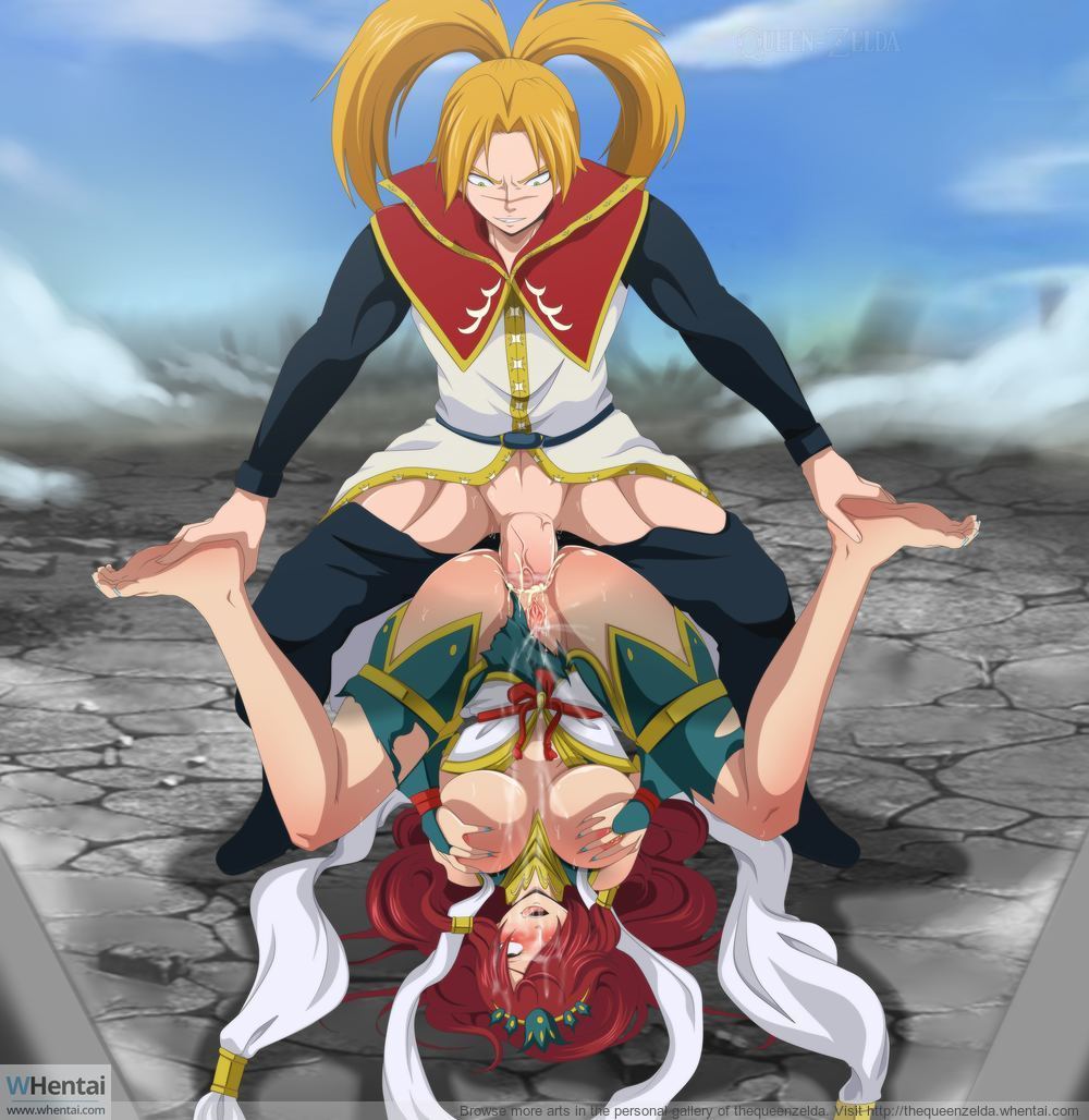 1boy, 1girls, anal, armor, ass, blonde hair, blonde-haired male, breasts, brown eyes, creampie, cum in ass, erza scarlet, fairy tail, feet, female, god serena, large breasts, male, mind break, pale skin, queen-zelda, red hair, red-haired female, redhead, squirt, tongue, tongue out, whentai