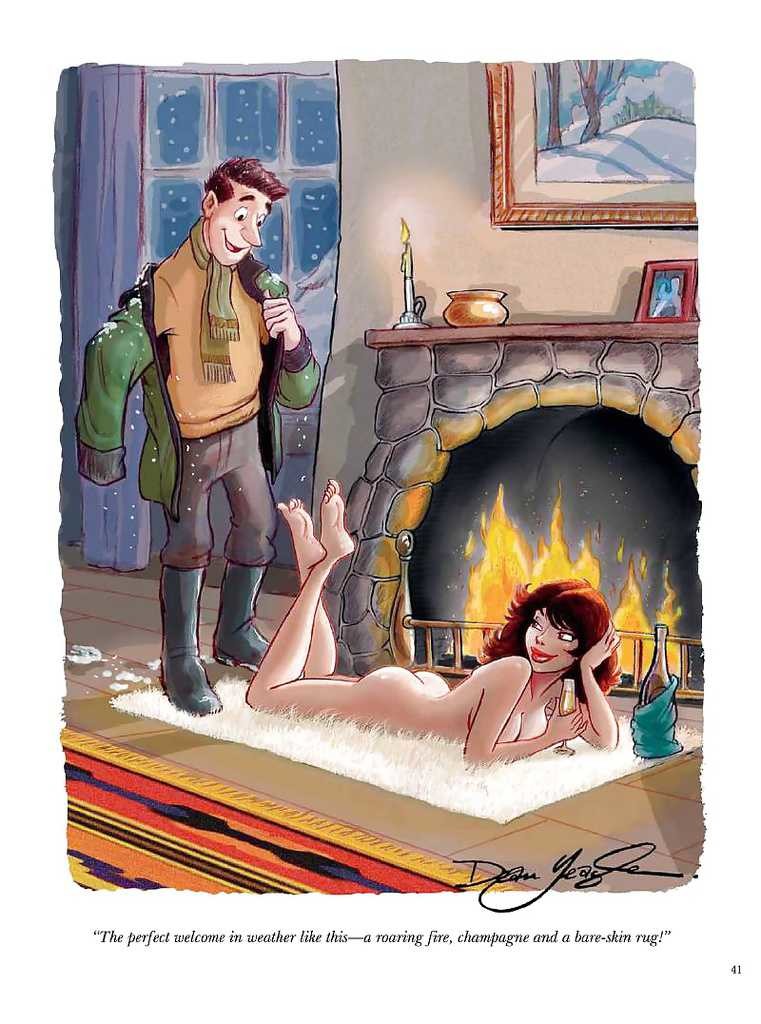 1girls 1male 1man 1woman 2d ass brown_hair comic_panel dean_yeagle english_text fire flame long_hair lying lying_on_floor nude nude_female snow