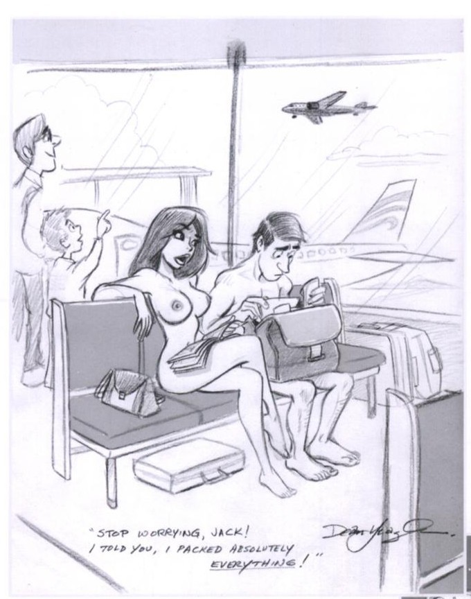 2d airport breasts breasts comic_panel dean_yeagle english_text long_hair monochrome nude nude_female