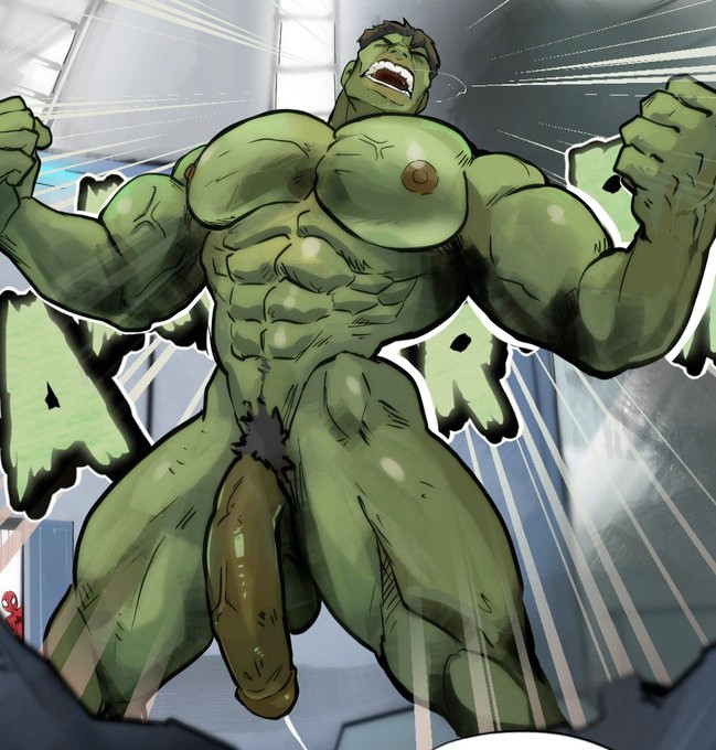 bara_tiddies big_balls big_nipples big_penis bruce_banner green_skin hulk idoraad marvel_comics muscles muscular muscular_male naked naked_male