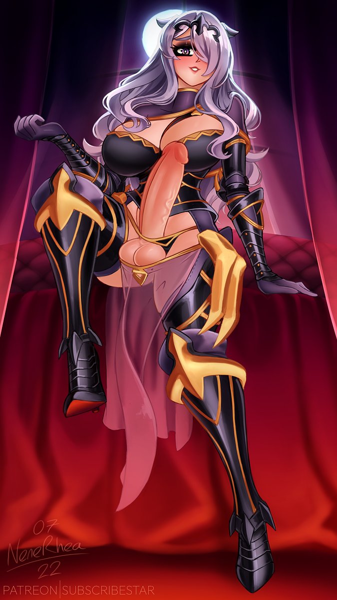 1futa arm_support bare_thighs bed bedroom bedroom_eyes black_panties boots breasts camilla_(fire_emblem) cleavage curtains curvy elbow_gloves erection fire_emblem fire_emblem_fates from_below full_moon futanari gloves grin hair_over_one_eye high_heels hourglass_figure huge_breasts indoors inner_thighs leg_up long_hair looking_at_viewer looking_down mature mature_female moon nenerhea night nintendo on_bed panties pelvic_curtain penis purple_eyes purple_hair see-through sitting smile solo testicles thick_thighs thigh_boots thighs underwear very_long_hair voluptuous wavy_hair wide_hips window