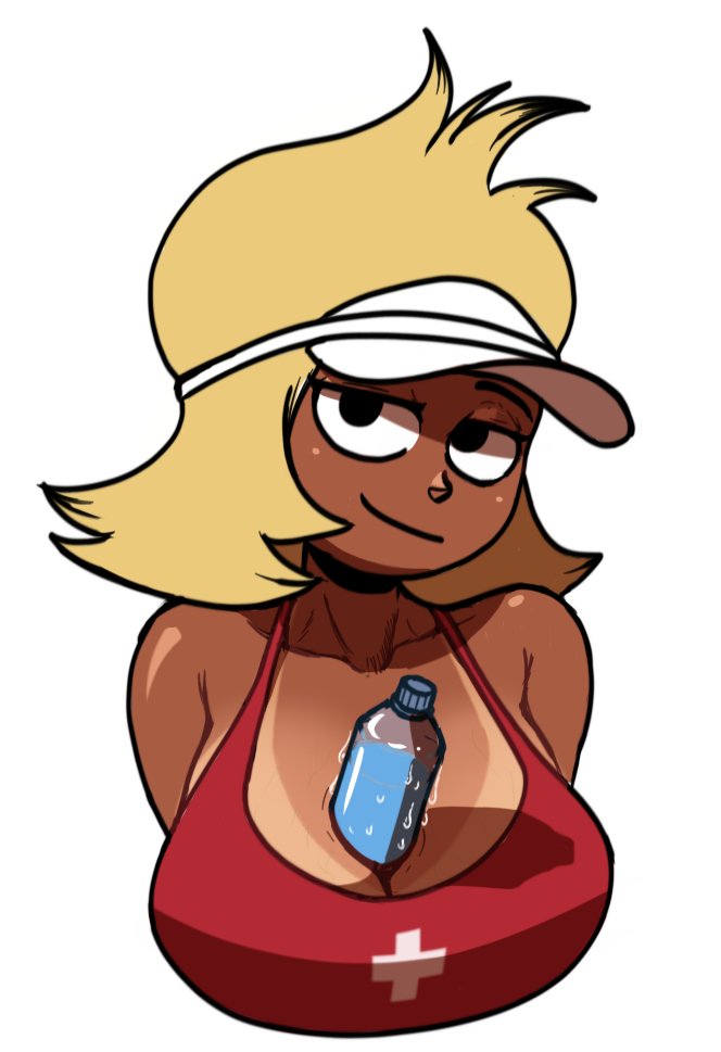 1girls alternate_version_available big_breasts breasts carol_kincaid cartoon_network cleavage dark-skinned_female dark_skin looking_at_viewer mature_female milf mother ok_k.o.!_let's_be_heroes sunscreen tullymonst3r