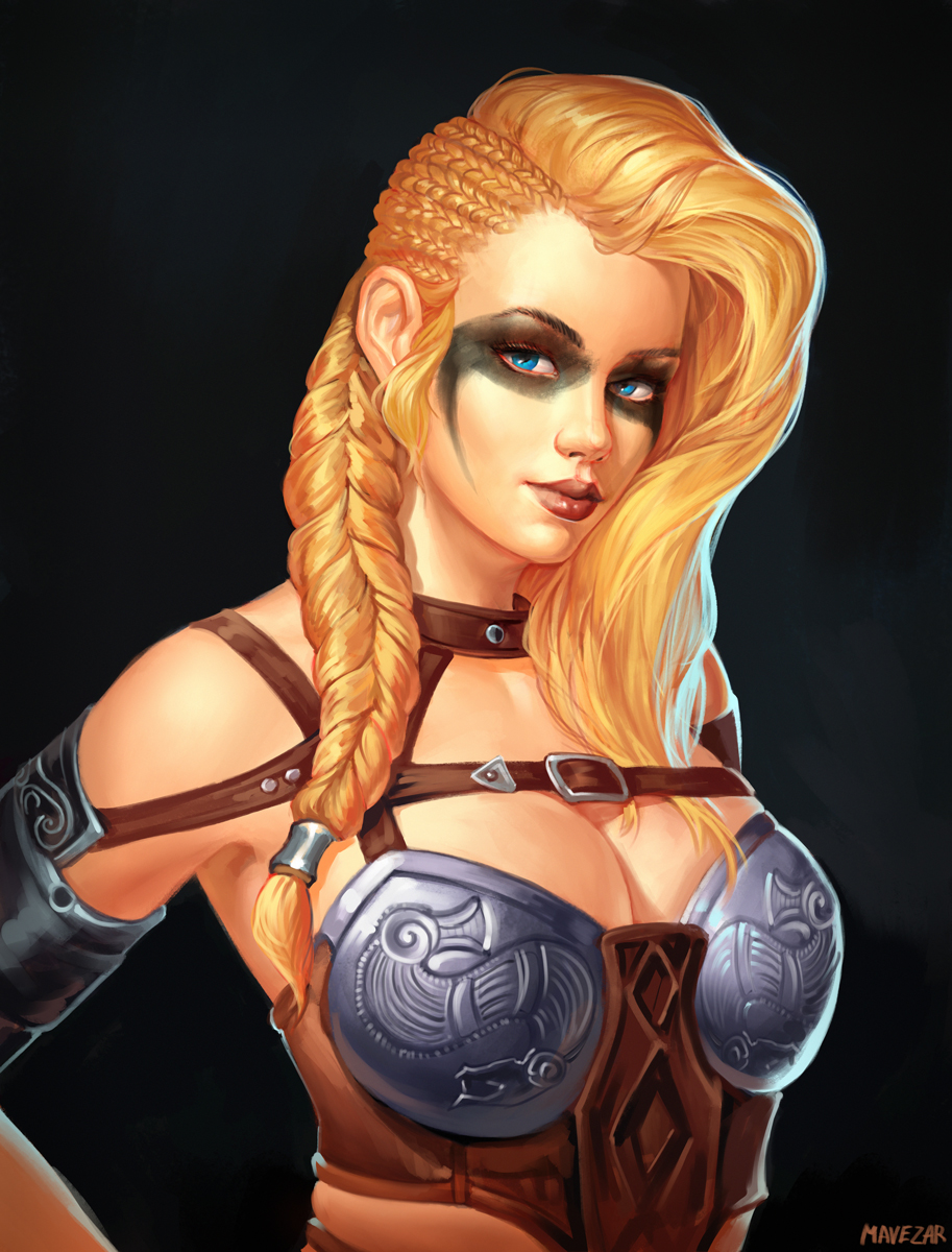 1girls alliance_(warcraft) blizzard_entertainment blonde_hair blue_eyes breasts brynja_hegg cleavage facepaint female female_only human human_(warcraft) human_(world_of_warcraft) human_female human_warrior large_breasts mavezar original_character source_request warcraft warrior_(warcraft) world_of_warcraft