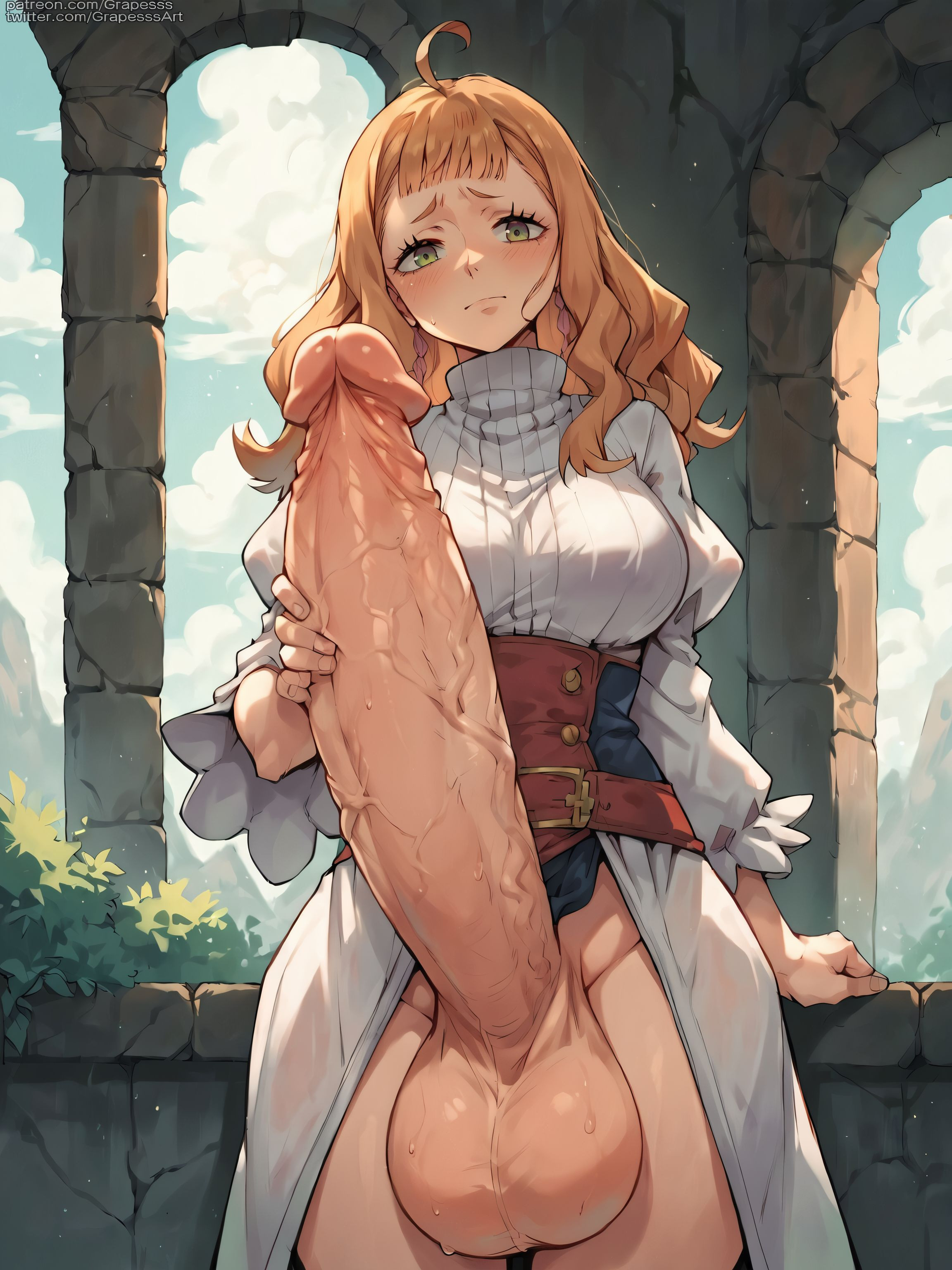 1futa, ai generated, ass, balls, big ass, big balls, black clover, blush, breasts, erection, foreskin, futanari, grapesss, huge breasts, huge cock, intersex, large penis, looking at viewer, mimosa vermillion, navel, nude, penis, solo, solo futa, testicles, thighs, uncensored, uncircumcised, veins, veiny penis