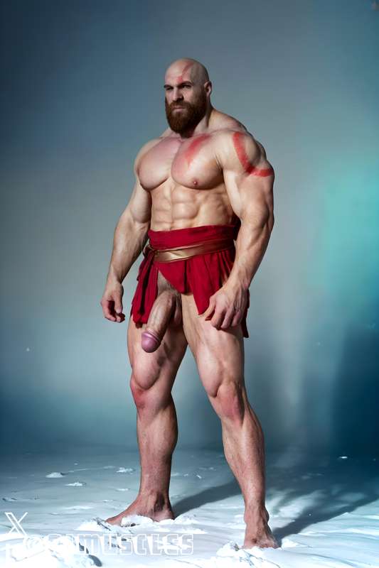 1boy ai_generated aimuscles bald bald_man bara barely_clothed barely_covered beard big_penis daddy dilf facial_hair god_of_war kratos large_penis looking_at_viewer male male_focus male_only mature_male muscles muscular muscular_arms muscular_ass muscular_back muscular_legs nature nature_background older_male outdoor_nudity outdoors partially_clothed_male partially_nude partially_undressed penis penis_sticking_out public public_exposure red_markings red_skirt scantily_clad snow snowy_background winter