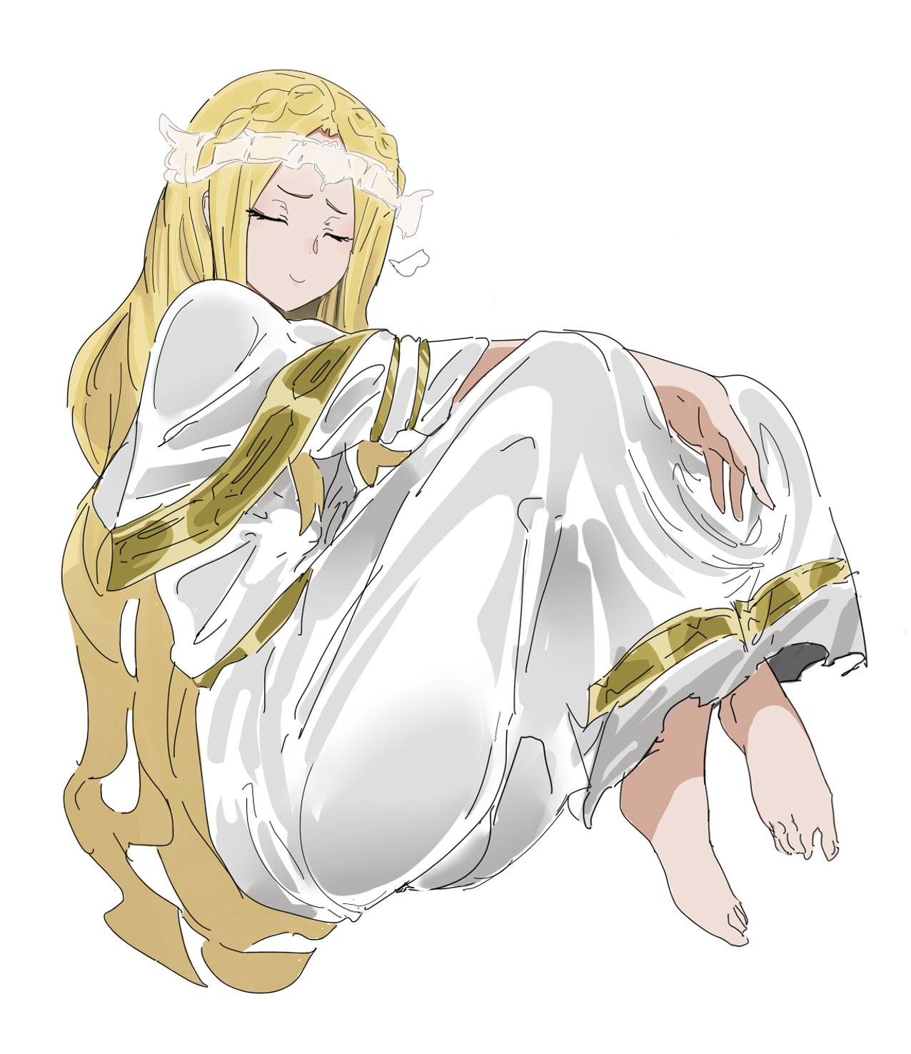 1boy, ass, big ass, blonde hair, bulge, bulge through clothing, elden ring, erection, feet, femboy, femboy only, feminine male, fromsoftware, jeff77977, long hair, male, miquella, penis, shadow of the erdtree