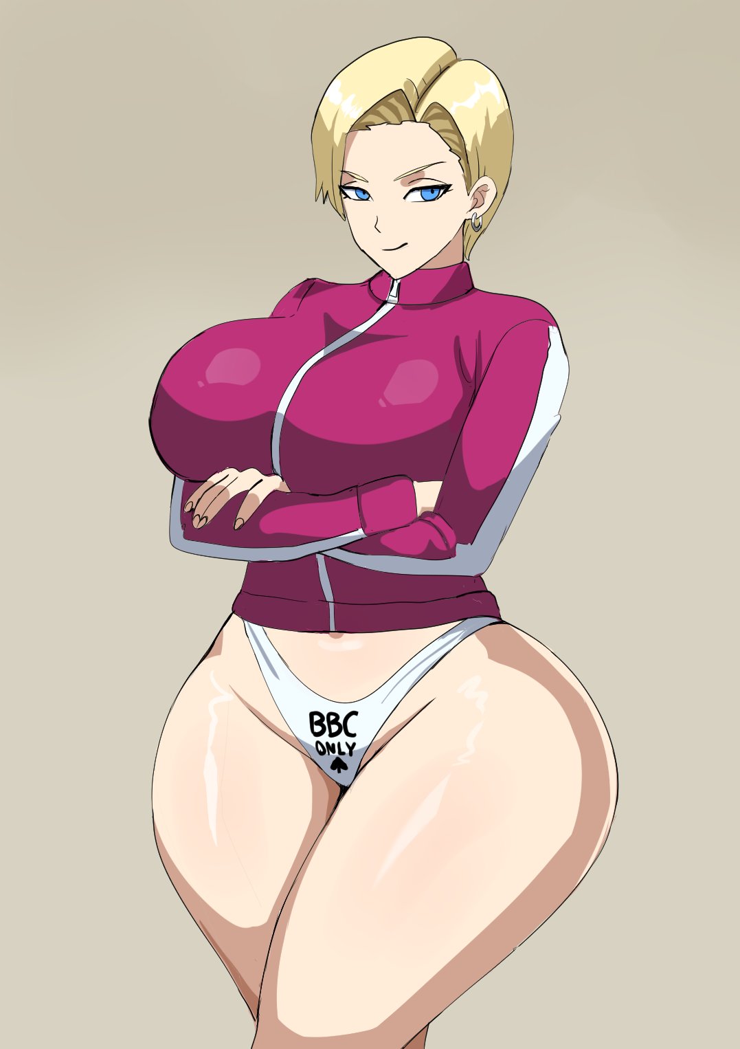 1girls android_18 arms_crossed arms_crossed_under_breasts ass belly_button big_ass big_breasts blacked_clothing blonde_female blonde_hair blonde_hair_female blue_eyes blue_eyes_female breasts crossed_arms dragon_ball dragon_ball_super dragon_ball_super_super_hero dragon_ball_z earring earrings eyelashes female female_focus female_only half_naked half_naked_female half_nude half_nude_female hips huge_ass huge_breasts interracial large_breasts medium_hair pink_track_suit pink_tracksuit queen_of_spades raceplay short_hair short_hair_female silver_earring silver_earrings simp4a18 smile smirk spade spade_panties thick thick_ass thick_hips thick_thighs track_jacket track_suit tracksuit unseen_male_face white_panties wide_hips