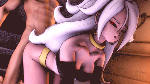 1girls, 2010s, 3d, android 21, animated, black sclera, breasts, cleavage, dark persona, doggy style, dragon ball, dragon ball fighterz, female, from behind, greatm8, huge breasts, human, humanoid, interspecies, long hair, majin, majin android 21, male, pink skin, pointy ears, red eyes, sex, source filmmaker, straight, tail, white hair