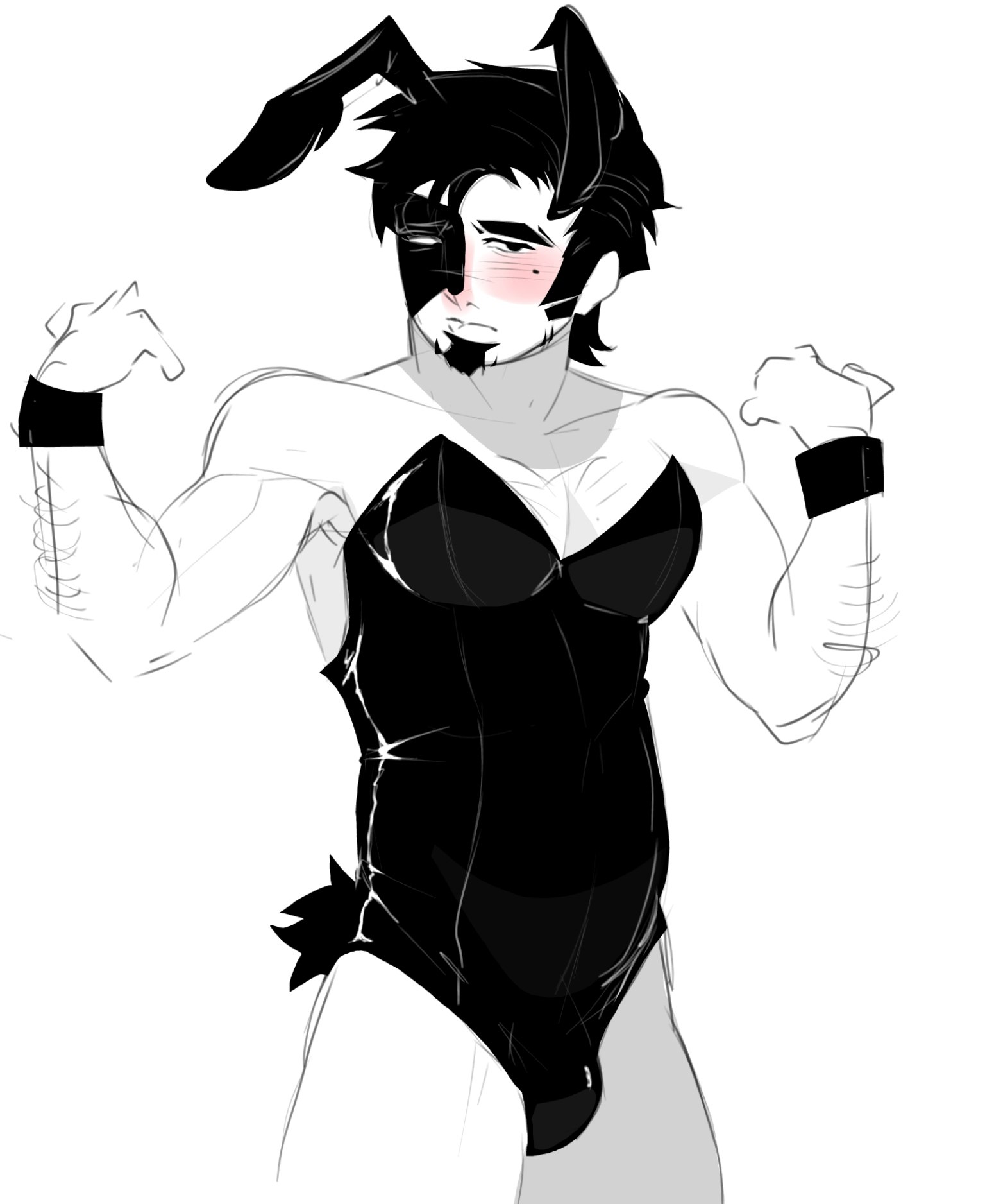 1boy, artful (die of death), blush, bulge, bunnysuit, die of death (roblox), nefarmal, roblox, roblox game, robloxian, self upload, tagme