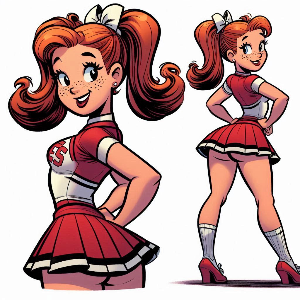 ai_generated archie_andrews archie_comics cheerleader cheerleader_uniform genderswap_(mtf) looking_at_viewer rule_63 twintails