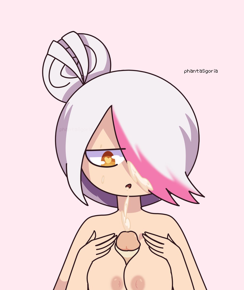 1girls cum female fhs fhsz3r0 five_nights_at_freddy's fnafhs fnafhs_z3ro heart-shaped_pupils male_pov meg_(fnafhs) paizuri penis phantasgoria pink_hair pov sole_female straight white_hair