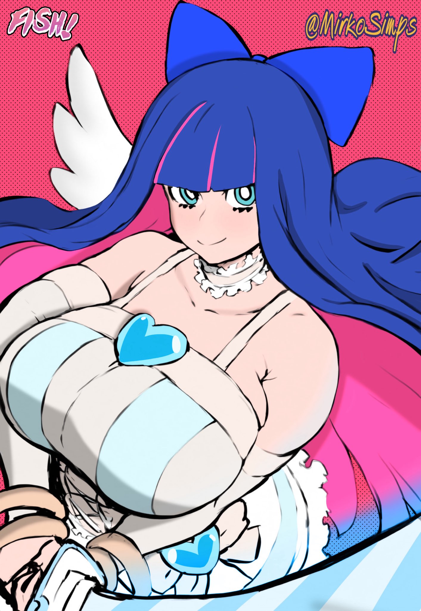 color, huge breasts, panty & stocking with garterbelt, parallaxfused, stocking anarchy, tagme