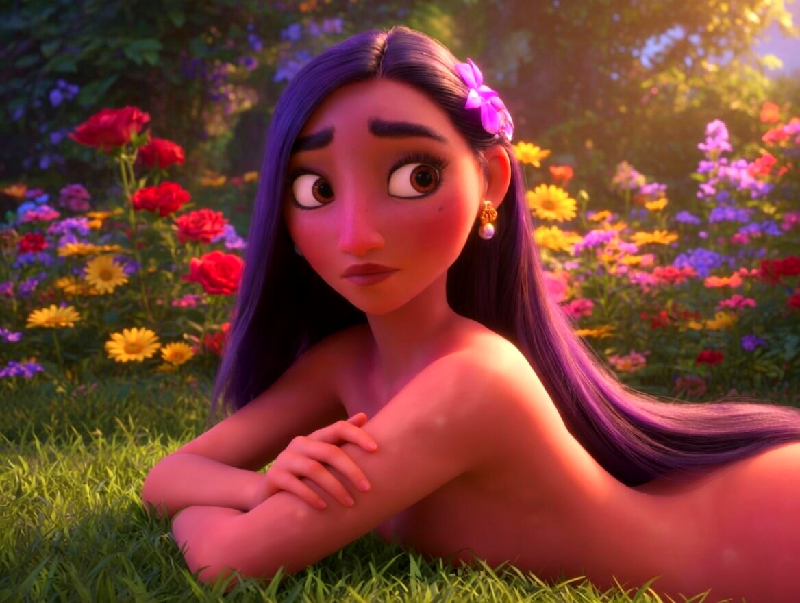 1girls, accurate art style, accurate body type, accurate proportions, ass, butt, disney, encanto, isabela madrigal, laying down, laying on stomach