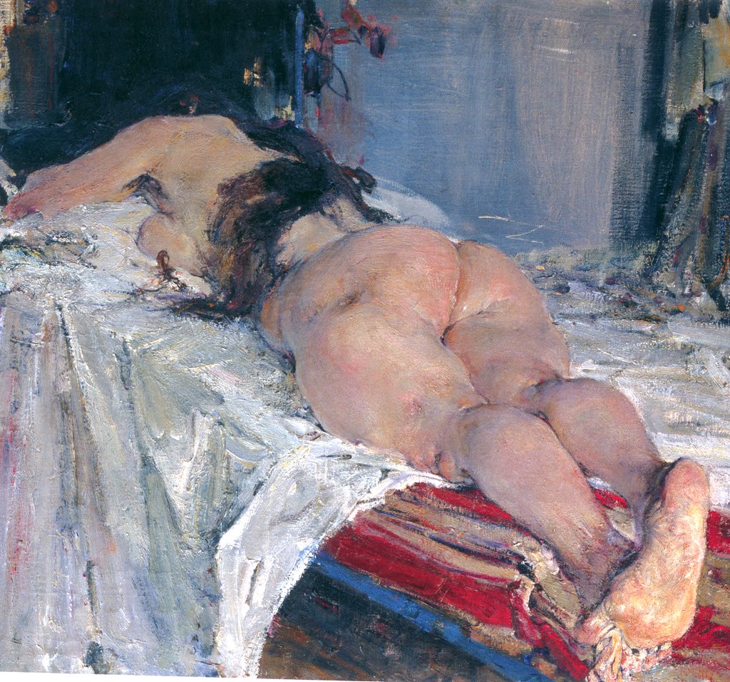 1girl, 1girls, ancient, armpit hair, ass, barefoot, big ass, big thighs, black hair, breasts, completely nude, completely nude female, feet, female, female only, full body, hips, large ass, large breasts, naked, naked female, nicolai fechin, nude, nude female, old art, sideboob, solo, solo female, thick thighs, thighs, traditional media, traditional media (artwork), wide hips