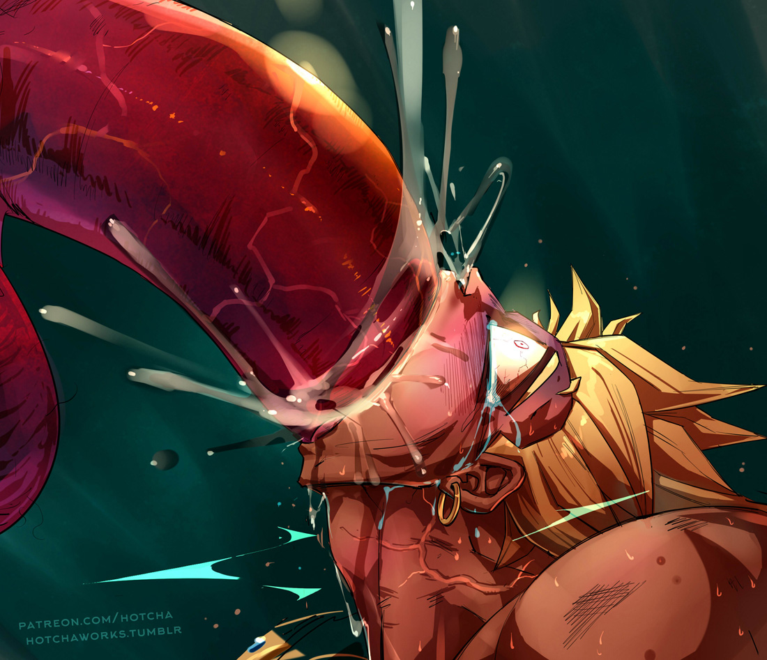 2boys, bara, big penis, broly, broly (dragon ball z) 1993, crying, cum, cumdrip, cumming, deepthroat, dragon ball, dragon ball z, gay, hotcha, hyper penis, impossible fit, legendary super saiyan, male, male only, muscles, muscular, muscular male, open mouth, penis, suck, super saiyan, yaoi