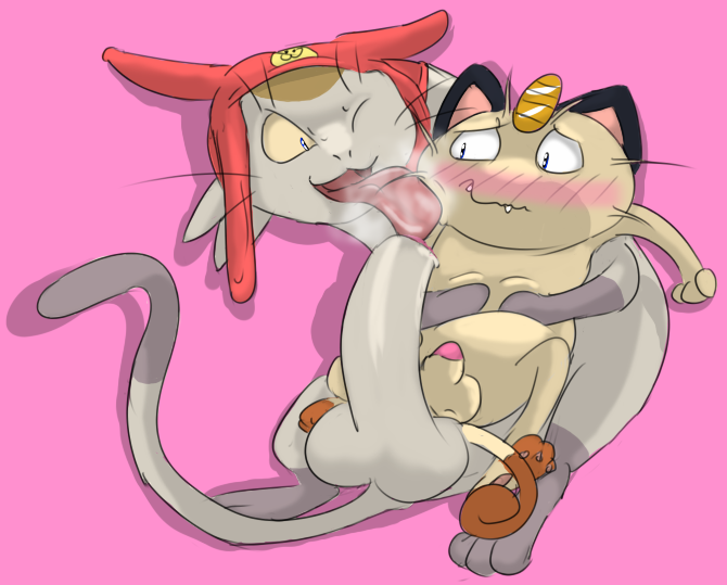 2016 balls blush feline grandschemetheme long_tongue male mammal meowth nintendo penis pokémon_(species) pokemon sweat tongue uncut video_games yaoi