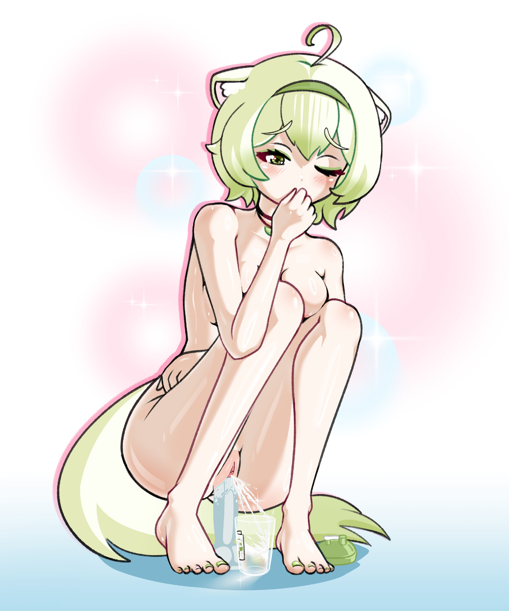 1girls, animal ears, ass, breast squeeze, breasts, cleavage, cumming while penetrating, dildo, embarrassed nude female, female, female ejaculation, female focus, female masturbation, female only, female orgasm, female penetrated, ferret ears, ferret girl, green eyes, green hair, headband, indie virtual youtuber, laimu, legs, masturbation, nude, nude female, orgasm, petite, pussy, pussy juice, sami touchbutt, short hair, shy, sitting, small breasts, solo, squatting, squirting, tail, uncensored, vaginal penetration, virtual youtuber, vtuber, wet, wet pussy
