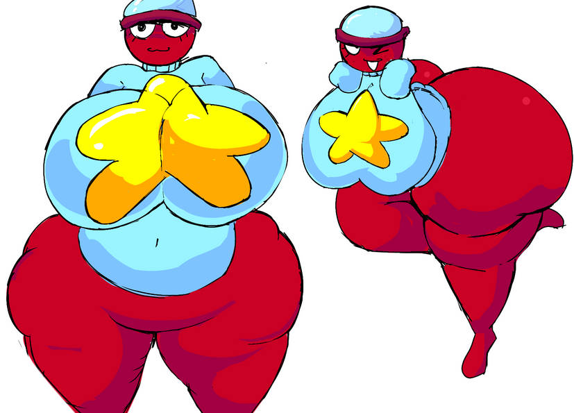 1girls, ass, ass bigger than head, big ass, big breasts, breasts, breasts bigger than head, dandy's world, female, gigi (dandy's world), hyper, hyper ass, hyper breasts, hyper butt, hyper thighs, no panties, no pants, red body, scarmentor, simple background, sweater, thick thighs, xxturkiaxx