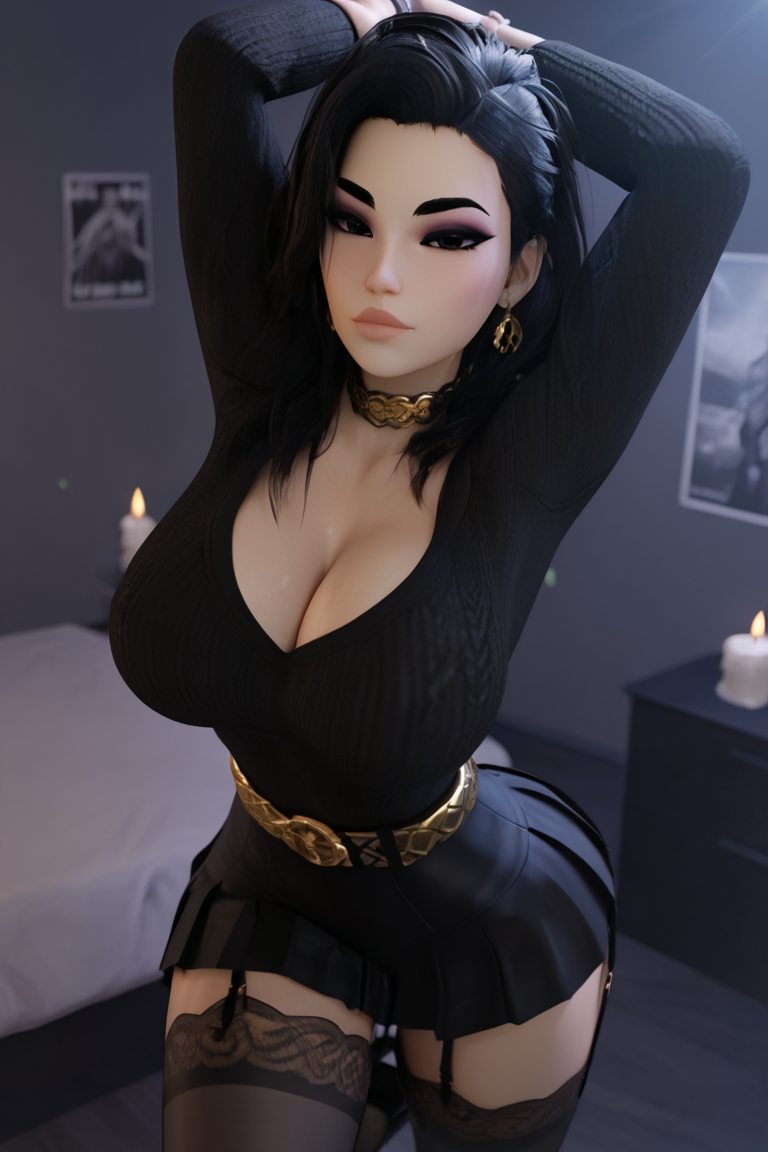 1girls 3d 3d_(artwork) ai_generated big_ass big_breasts black_hair busty cleavage female goth goth_girl huge_breasts long_hair radnsad solo solo_female solo_focus tagme thick_thighs venus(oc)