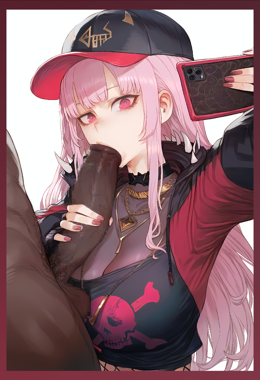 ai generated, dark skin, dark-skinned male, female, hololive, hololive english, hololive myth, male, mori calliope, phone, tagme, taking picture, virtual youtuber