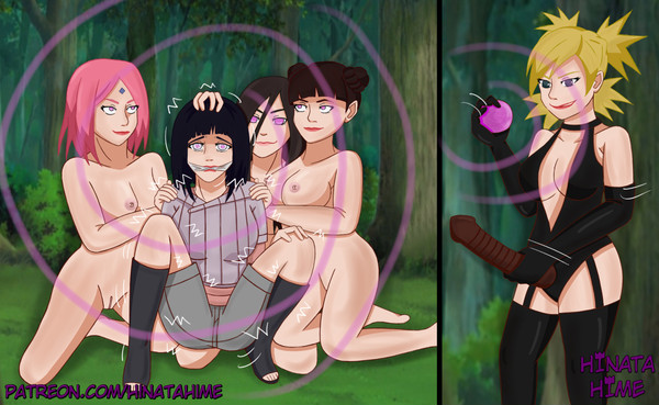 5girls, breasts, clothing, feet, female, female only, haruno sakura, hinata-hime, hypnosis, hyuuga hanabi, hyuuga hinata, imminent rape, mind control, multiple females, multiple girls, nara temari, naruto, naruto (series), nipples, nude, rape, sakura haruno, strap-on, strapon, temari, tenten, uchiha sakura, uzumaki hinata, yuri