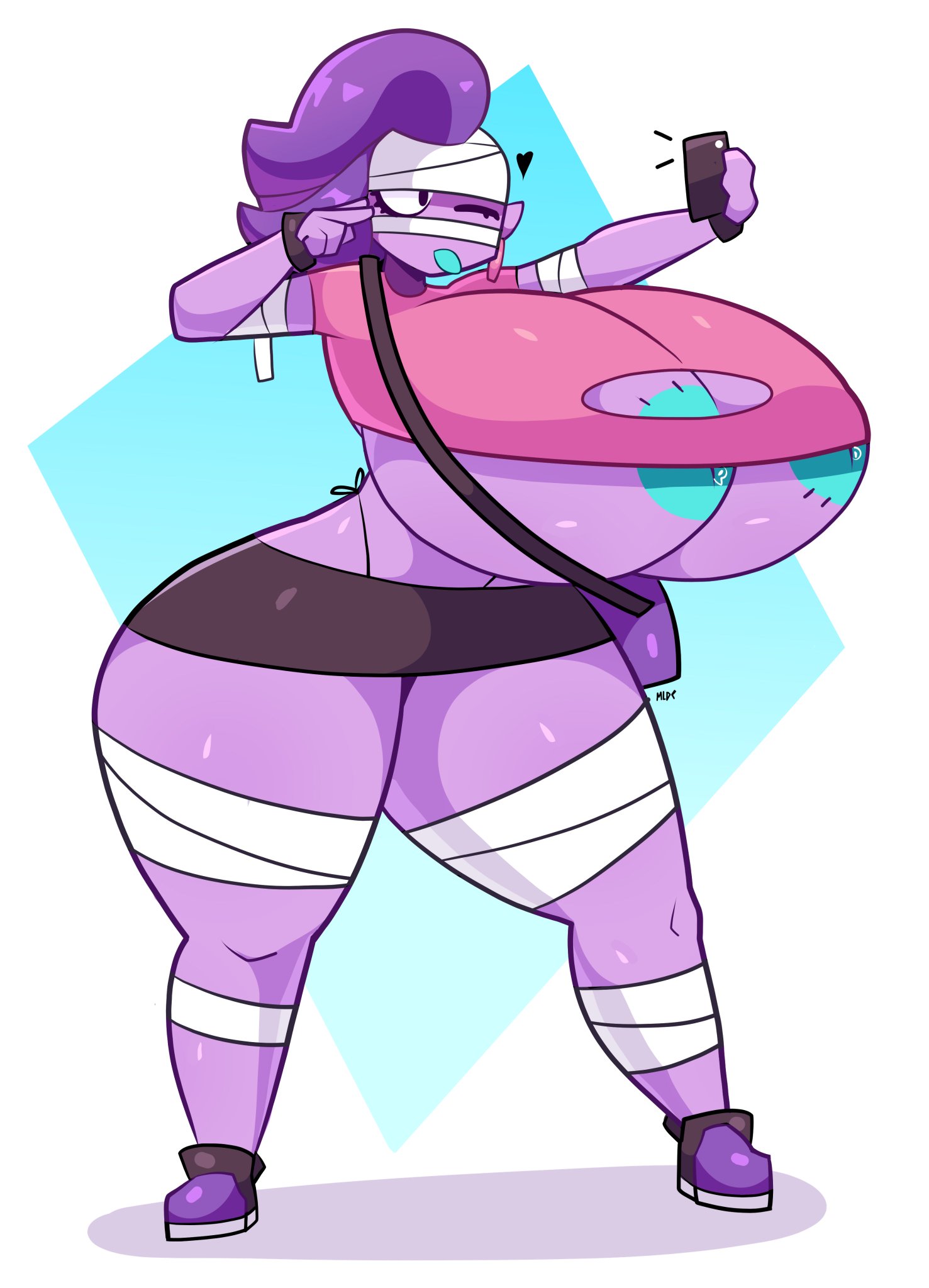 brawl stars, double drownz, emz (brawl stars), massive ass, massive breasts, selfie, thick thighs