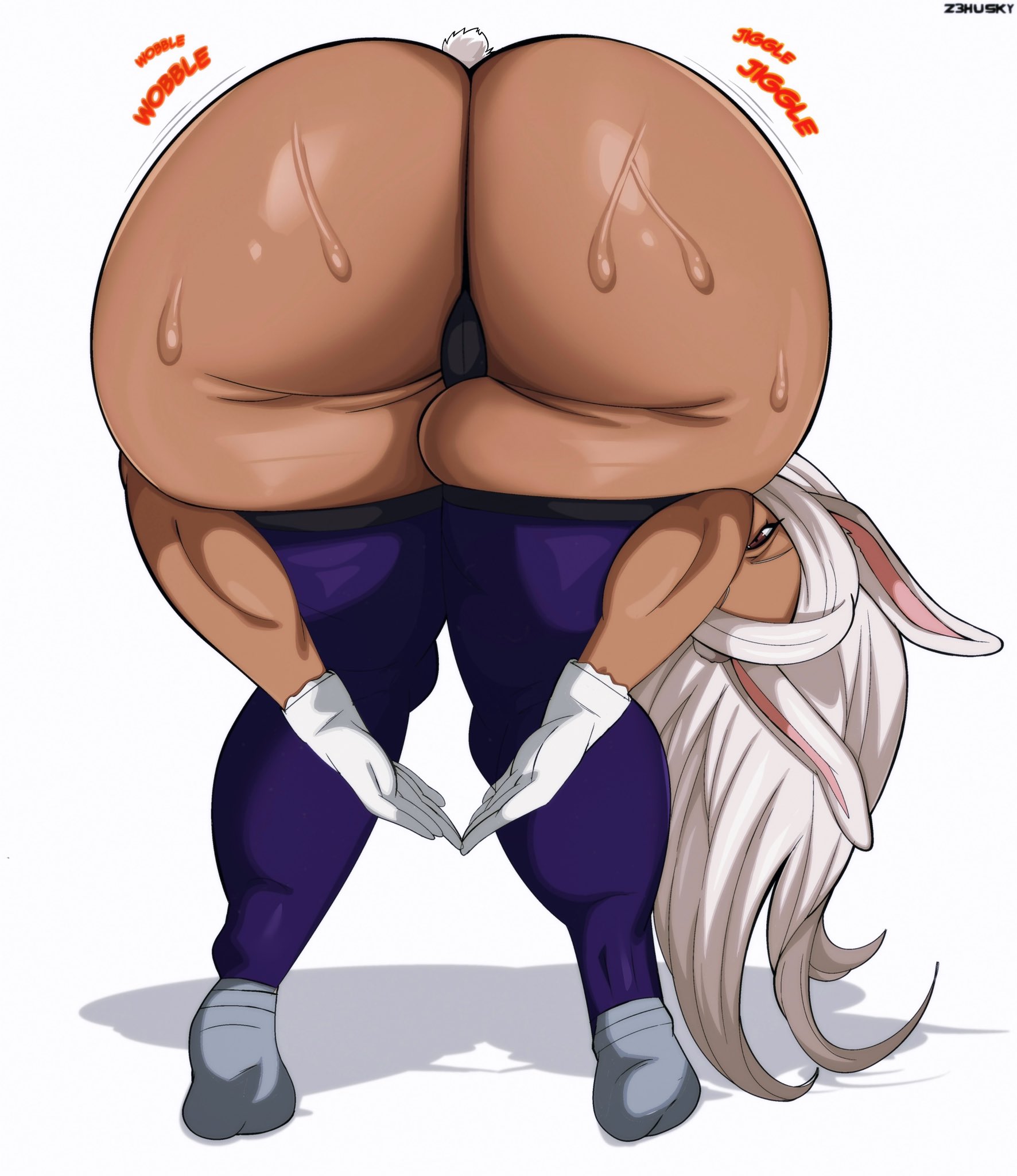 1girl, anthro, ass, ass focus, big butt, boku no hero academia, brown skin, brown skinned female, bunny ears, bunny girl, bunny tail, butt, butt crack, butt focus, curvy, curvy body, curvy female, curvy figure, dark-skinned female, enormous ass, female, female focus, female only, huge ass, large ass, looking at viewer, looking back, massive ass, mirko, my hero academia, praise da booty (meme), repost, sweaty, sweaty ass, sweaty body, thick, thick ass, thick thighs, tomboy, voluptuous, voluptuous body, voluptuous female, wide ass, wide hips, wide thighs, z3husky