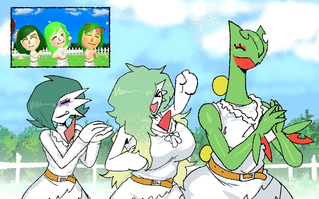 anthro gardevoir generation_3_pokemon humanoid nintendo no_humans pokemon pokemon_(species) randidesu scalie sceptile wedding