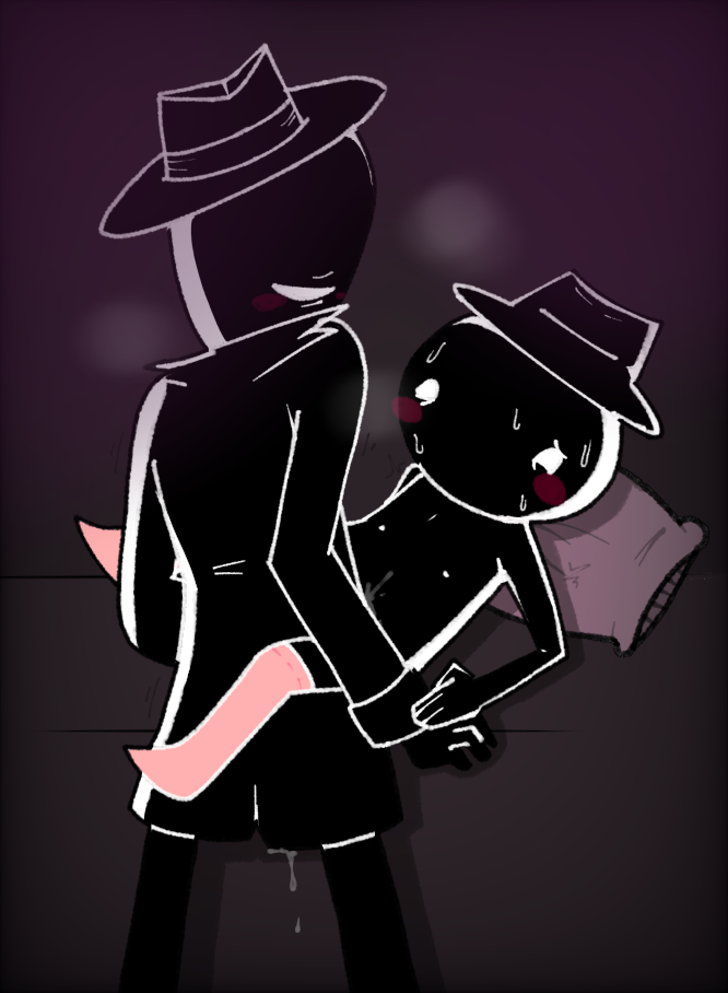 2boys anal anal_sex bald black_body blush clubs_deuce cum cum_in_ass formal_wear gay gay_sex hat homestuck ibispaintx jack_noir leaking_cum midnight_crew ms_paint_adventures nipples no_text pillow pink_thighhighs quivering sex size_difference spades_slick submissive_male sweat thighhighs white_eyes yaoi