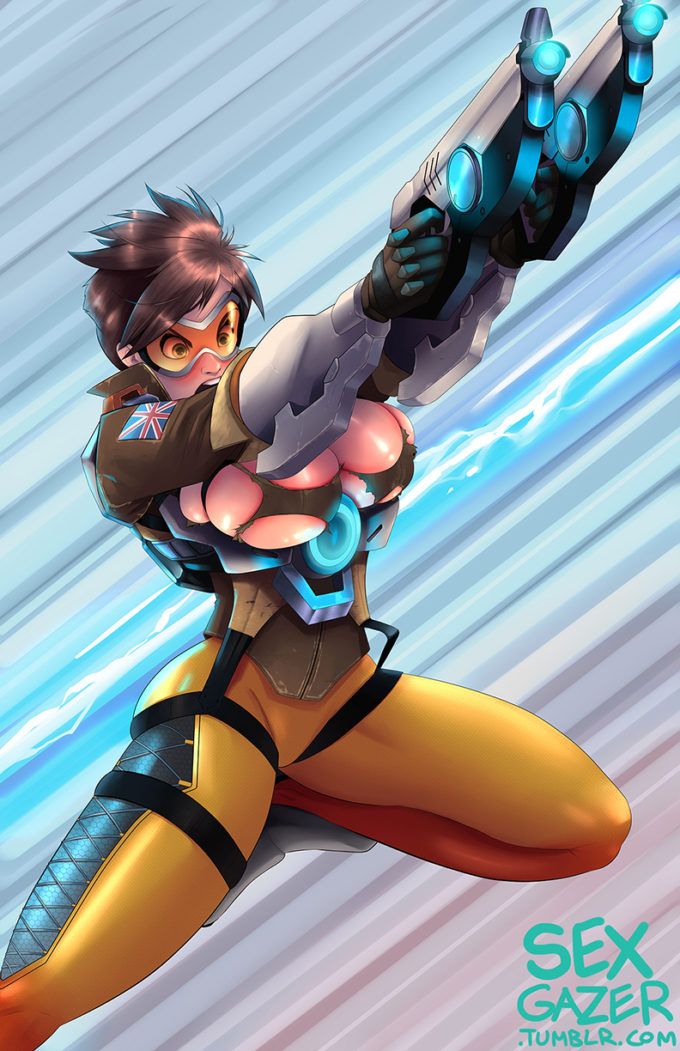 1girls about_to_burst artist_name astonished big_ass big_breasts blizzard_entertainment breasts_bursting_out brown_hair bursting_breasts cleavage clothing_damage damaged_clothes destroyed_clothing fit fit_female glasses gloves goggles gun guns hourglass_figure huge_breasts jacket jumping lena_oxton long_legs no_bra open_mouth orange_goggles overwatch sexgazer shocked shocked_expression shocked_eyes shorts sideboob skindentation slim_waist spiky_hair superheroine surprised surprised_expression thick_thighs tight_clothing tracer underboob voluptuous wide_hips