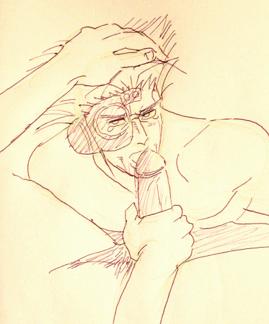 2boys adult_only artist_request battle_tendency blowjob digital_art gay grabbing_hair human_artist jojo's_bizarre_adventure male_focus male_only muscular muscular_male no_ai rudolph_von_stroheim sucking_penis