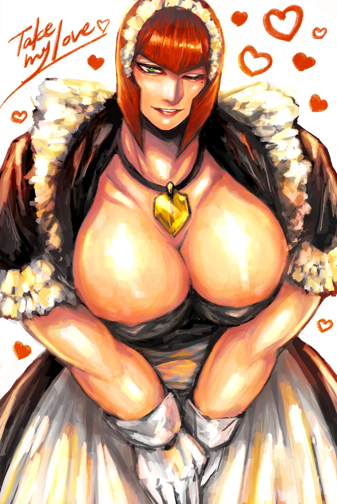 1girls abs bangs big_breasts blush breasts clavicle clothing cowboy_shot diagonal_bangs female green_eyes highres huge_breasts large_breasts looking_at_viewer maid maid_headdress maid_uniform marisa_rossetti mole mole_under_eye muscle muscular muscular_female navel open_mouth pectorals red_hair revealing_clothes short_hair sidelocks smile solo solo_female spread_legs street_fighter street_fighter_6 thick_thighs thighs white_background zmnjo1440