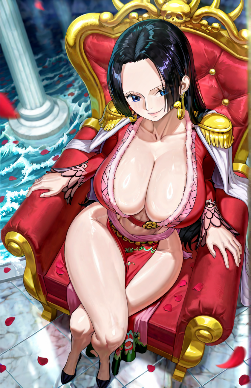 1girls, ai generated, black hair, black-haired female, boa hancock, cleavage, female, female only, floresai, huge ass, huge butt, narrow waist, one piece, patreon, patreon url, patreon username, thick thighs, voluptuous, wide hips