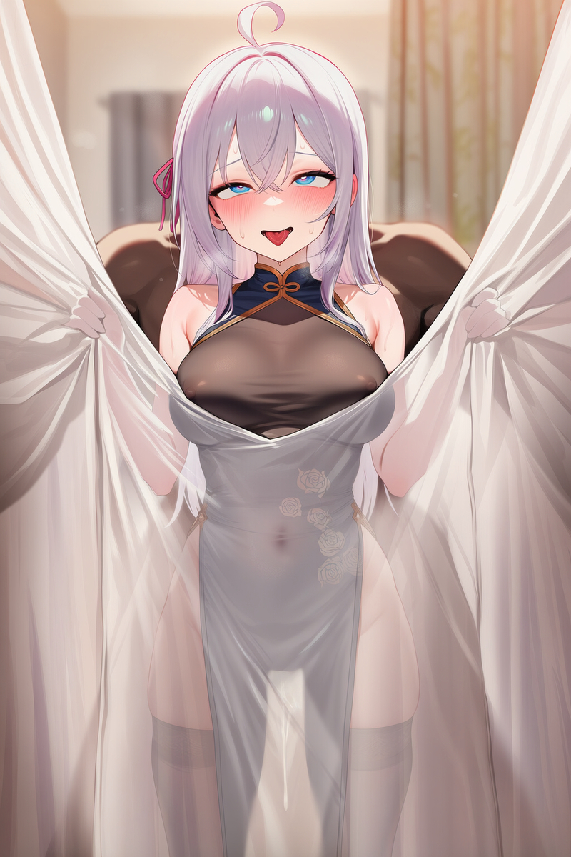 1boy, 1girls, ai generated, alisa mikhailovna kujou, cheating, curtains, dark-skinned male, female, hidden sex, male, netorare, sex, stealth, stealth sex, tokidoki bosotto russian de dereru tonari no alya-san
