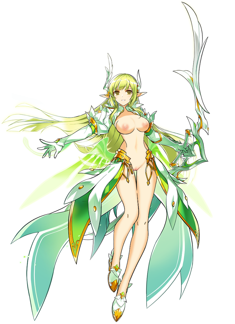 1girls breasts daybreaker_(elsword) edit edited edited_official_artwork elf elsword falmataz female female_only nipples nude_filter rena_(elsword) solo