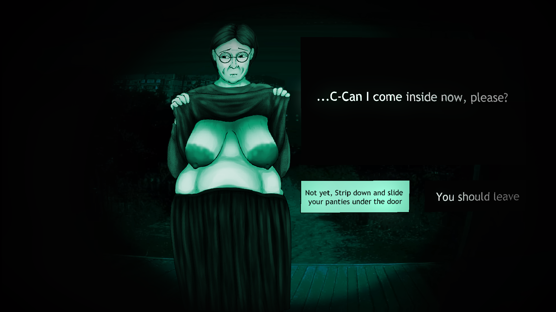 2d, breasts, female, female only, glasses, kindergarten teacher (no, i'm not a human), milf, no, i'm not a human, no, i'm not a human (meme), oldboy, sagging breasts, sexual favor, skirt, sweater, sweater lift, voluptuous female