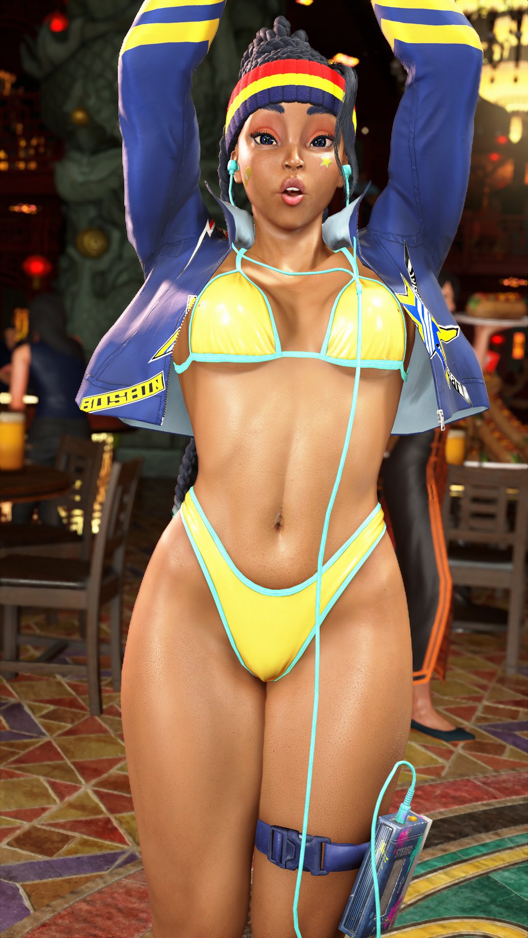 3d, bikini, capcom, dark skin, dark-skinned female, female, kimberly jackson, sf screenshot, street fighter, street fighter 6, tagme