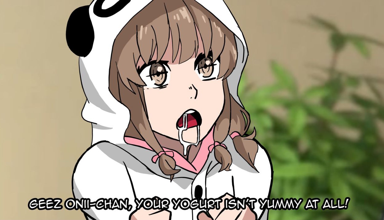 1girls, apoelayoshi7, azusagawa kaede, brother and sister, brown eyes, brown hair, consensual incest, cum, cum dripping, cum dripping from mouth, cum in mouth, dripping cum, female, highres, implied incest, incest, incestuous, little sister, meme, no nudity, panda costume, panda girl, reference, seishun buta yarou wa bunny girl senpai no yume wo minai, short hair, sibling, sibling incest, siblings
