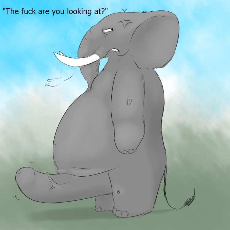 2018 da~blueguy dialogue elephant looking_at_viewer male_focus male_only mammal no_humans penis talking_to_viewer