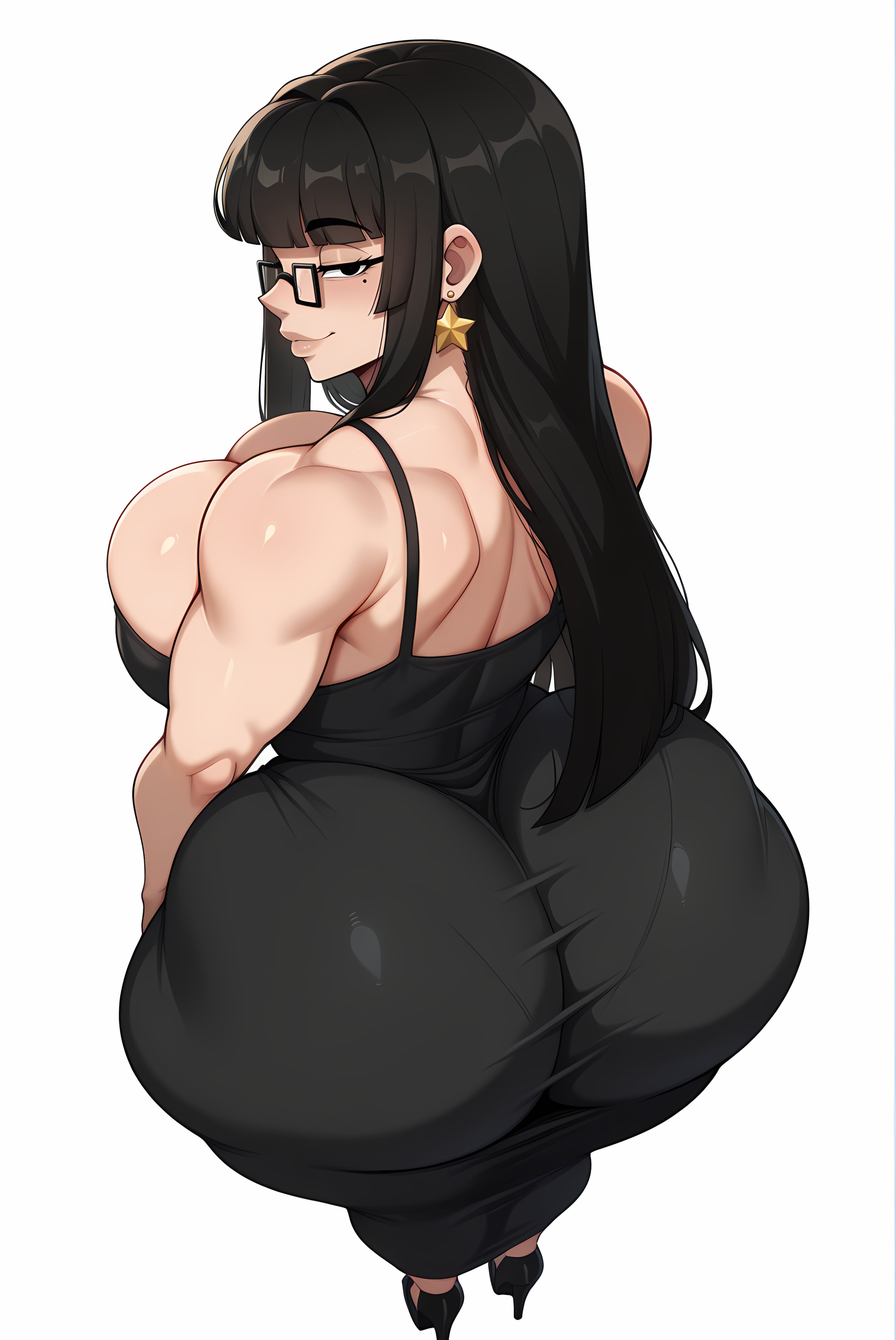 1girls, 2025, ai generated, ass, ass focus, big ass, big breasts, black eyes, black hair, blush, bubble butt, child bearing hips, cleavage, dat ass, dress, dumptruck ass, earrings, el memc, fat ass, female, female only, glasses, huge ass, huge breasts, hyper breasts, imminent rape, imminent sex, looking at viewer, looking back, looking pleasured, looking up, memch0, milf, mommy, mother, muscular, muscular female, oc, original, original character, thick thighs, thunder thighs, tight clothing