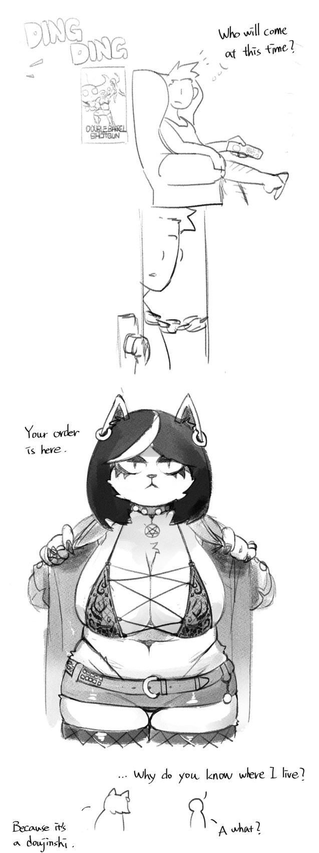 2022, ass, bbw, belly, belly button, big ass, big belly, big belly button, big belly girl, big breasts, big butt, big navel, breaking the fourth wall, breasts, butt, catti (deltarune), chubby, chubby female, cleavage, clothed, clothing, deep belly button, deep navel, deltarune, dialogue, digital drawing (artwork), digital media (artwork), domestic cat, english text, fat, fat ass, fat butt, fat female, felide, feline, felis, female, fur, furry female, furryanthro, goth, goth girl, gothic, hi res, huge ass, huge belly button, huge breasts, huge butt, huge navel, human, large belly button, large breasts, large navel, looking at viewer, male, male/female, mammal, mdthetest, monochrome, monster, navel, sagging breasts, text, undertale (series), white body, white fur